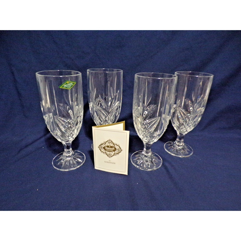 Shannon Crystal by Godinger Heavy Crystal Footed Iced Tea/Water Goblets Set of 4